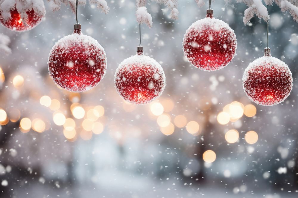 Christmas lights snow outdoors white. AI generated Image by rawpixel.
