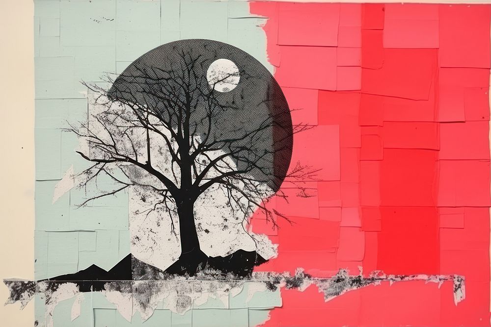 Tree art painting collage. AI generated Image by rawpixel.