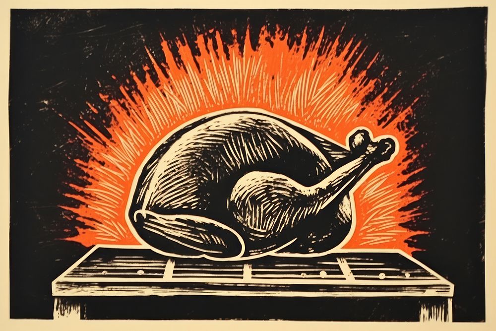 Roasted Turkey turkey bird art. AI generated Image by rawpixel.