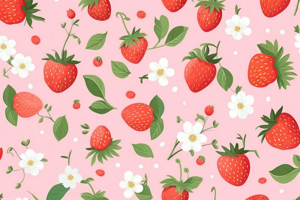 Strawberry strawberry pattern backgrounds. AI generated Image by rawpixel.