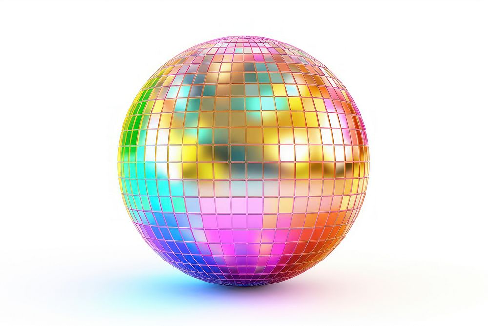 Disco ball sphere shape white background. AI generated Image by rawpixel.