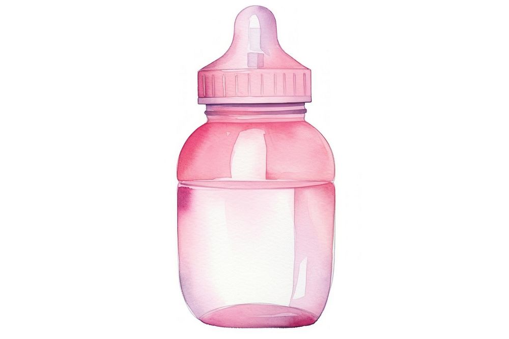 Baby bottle pink white background refreshment. AI generated Image by rawpixel.