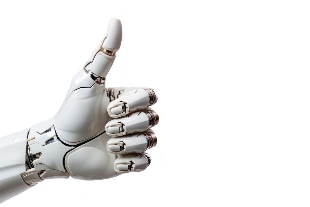 Robot hand finger white background electronics. AI generated Image by rawpixel.