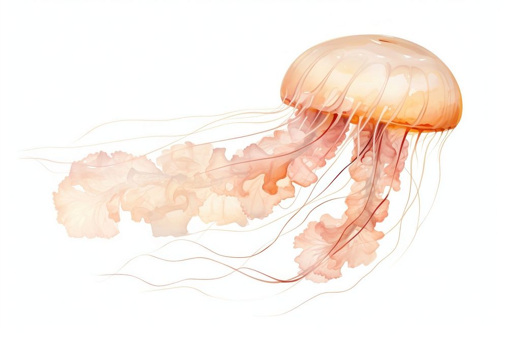 Single jellyfish animal white background invertebrate. AI generated Image by rawpixel.