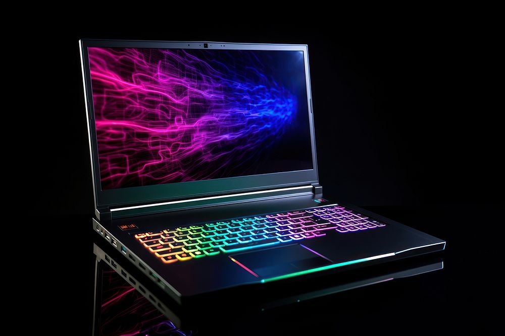 Gaming laptop computer black electronics. AI generated Image by rawpixel.