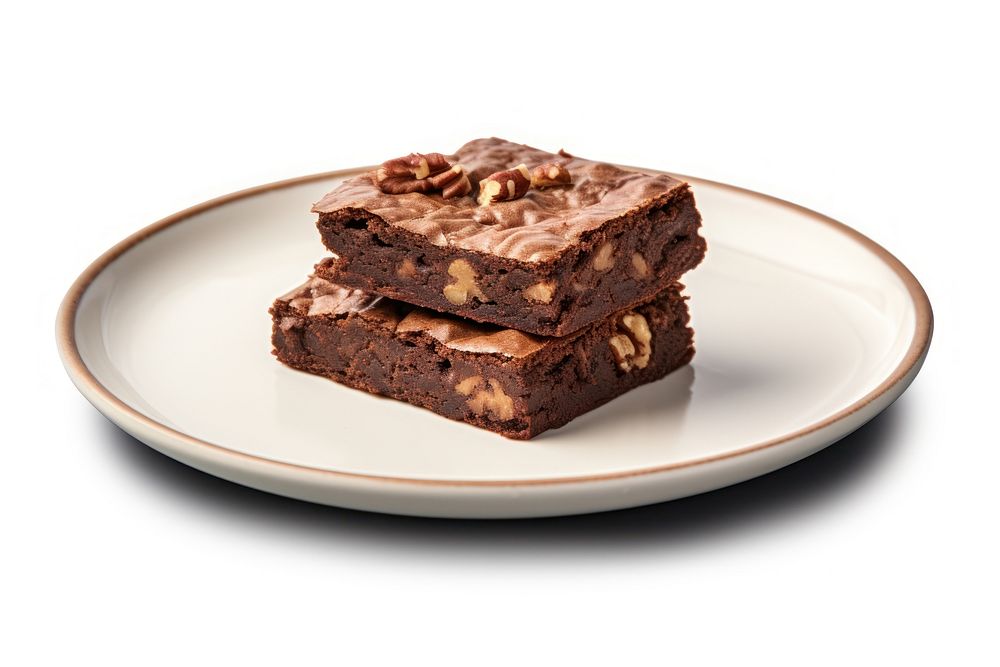 Brownie plate chocolate dessert. AI generated Image by rawpixel.