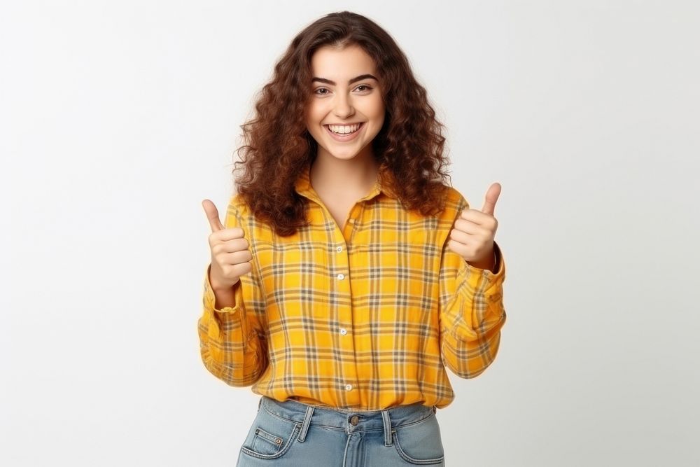 Teenager finger smile blouse. AI generated Image by rawpixel.