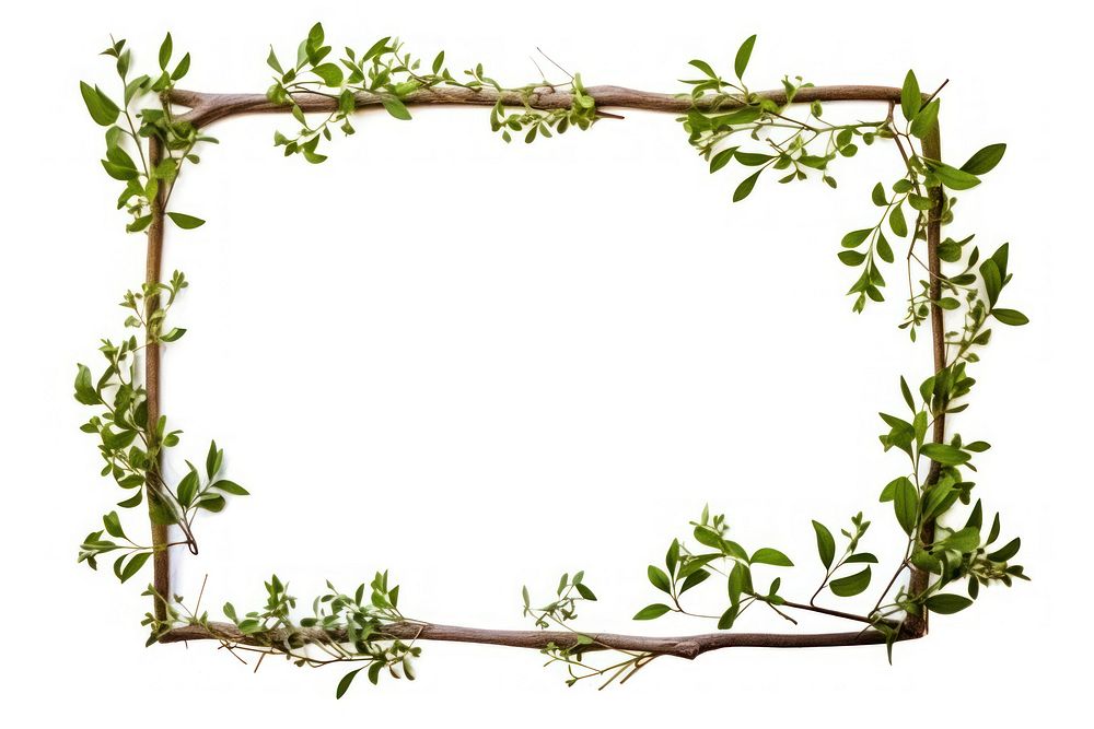 Nature frame plant leaf white background. AI generated Image by rawpixel.