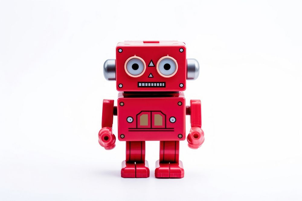 Robot toy white background technology machine. AI generated Image by rawpixel.