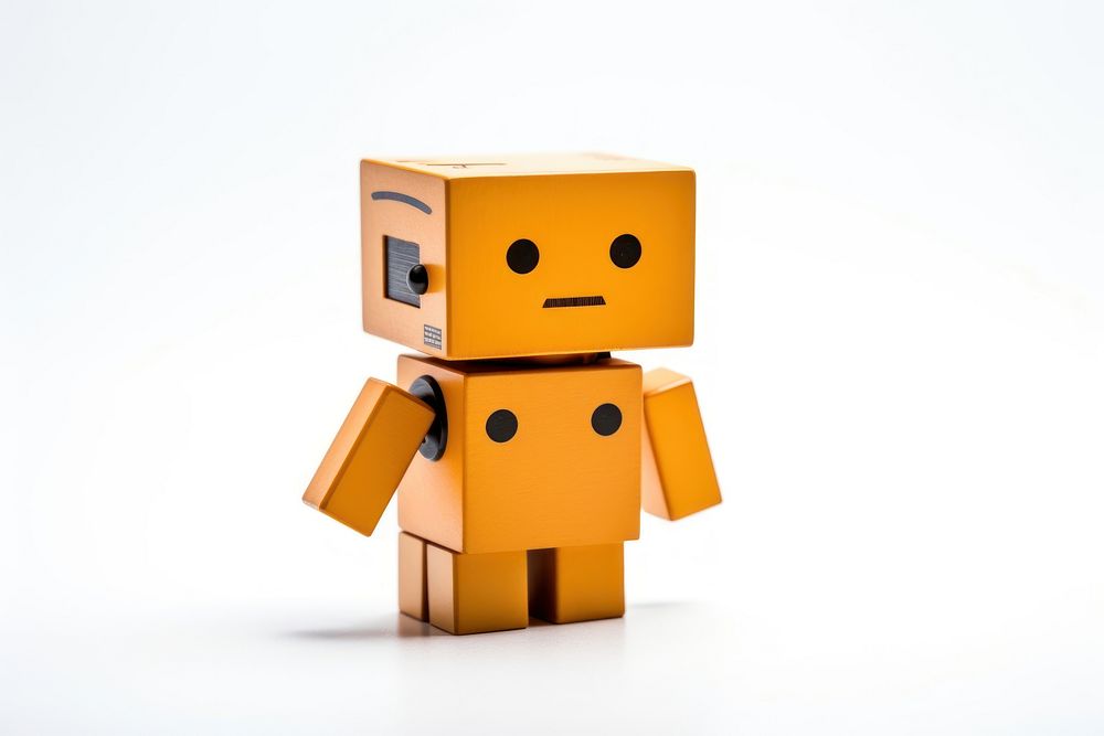 Robot toy cardboard white background anthropomorphic. AI generated Image by rawpixel.