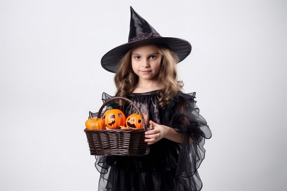 Girl halloween costume basket. AI generated Image by rawpixel.