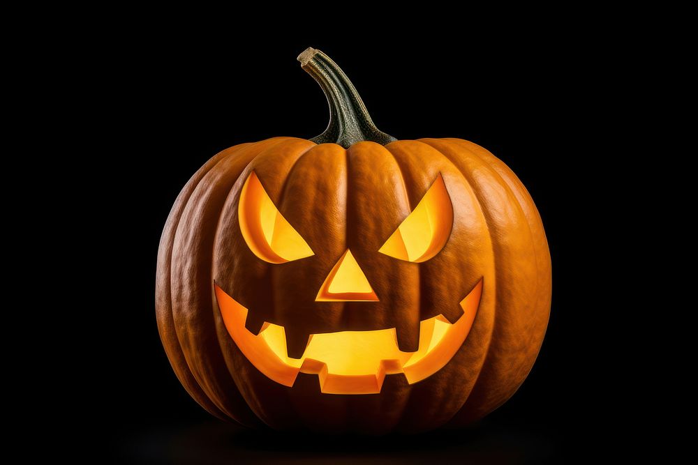 Jack O lantern halloween pumpkin black. AI generated Image by rawpixel.