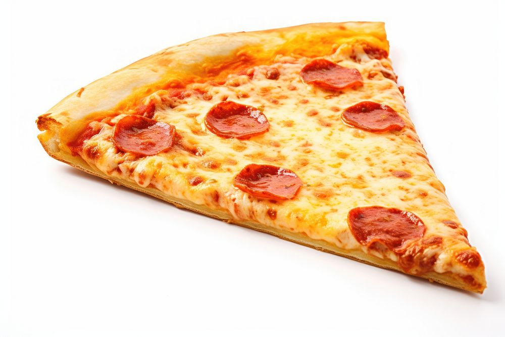 Pizza slice food white background pepperoni. AI generated Image by rawpixel.