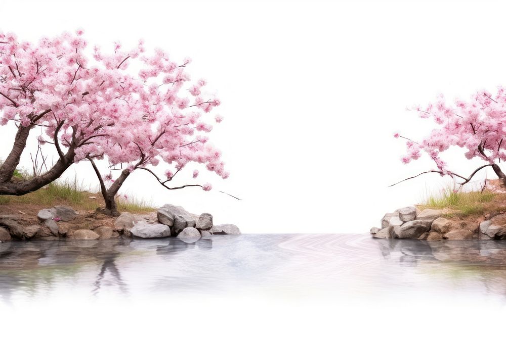 River landscape outdoors blossom. AI generated Image by rawpixel.