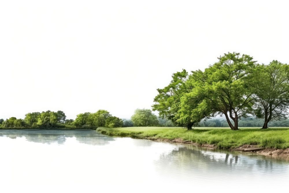 River tree landscape outdoors. AI generated Image by rawpixel.