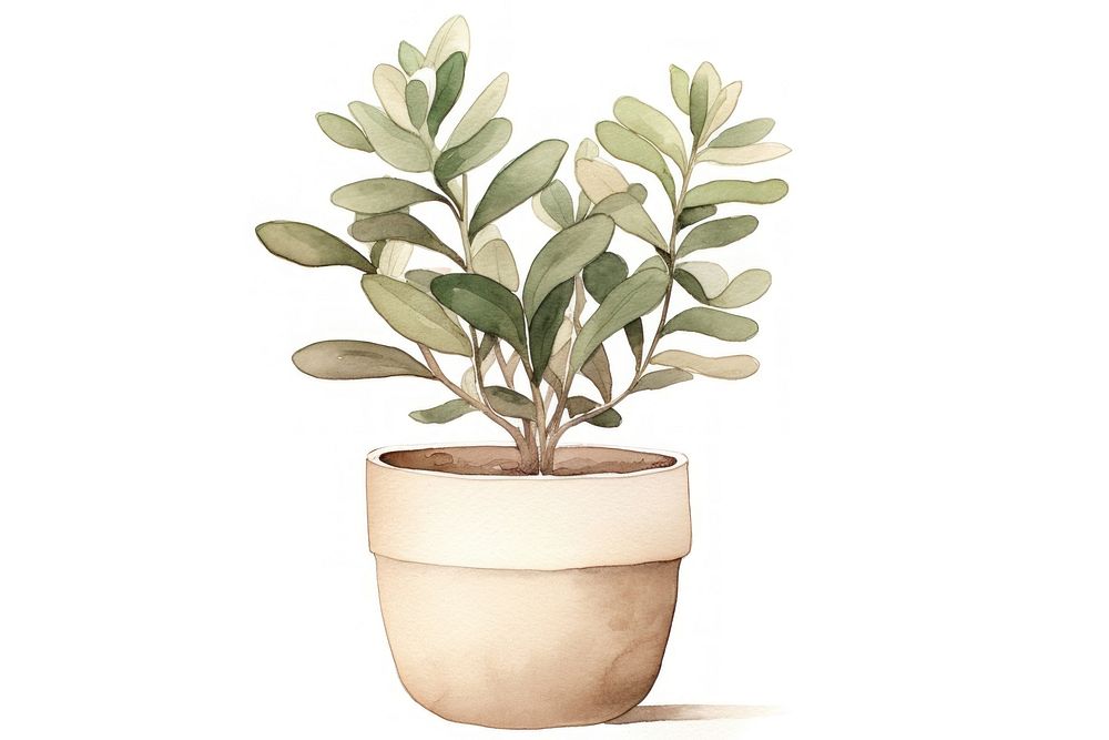 Potted plant vase leaf white background. AI generated Image by rawpixel.
