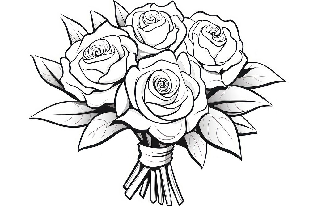 Bouquet pattern drawing sketch. AI generated Image by rawpixel.