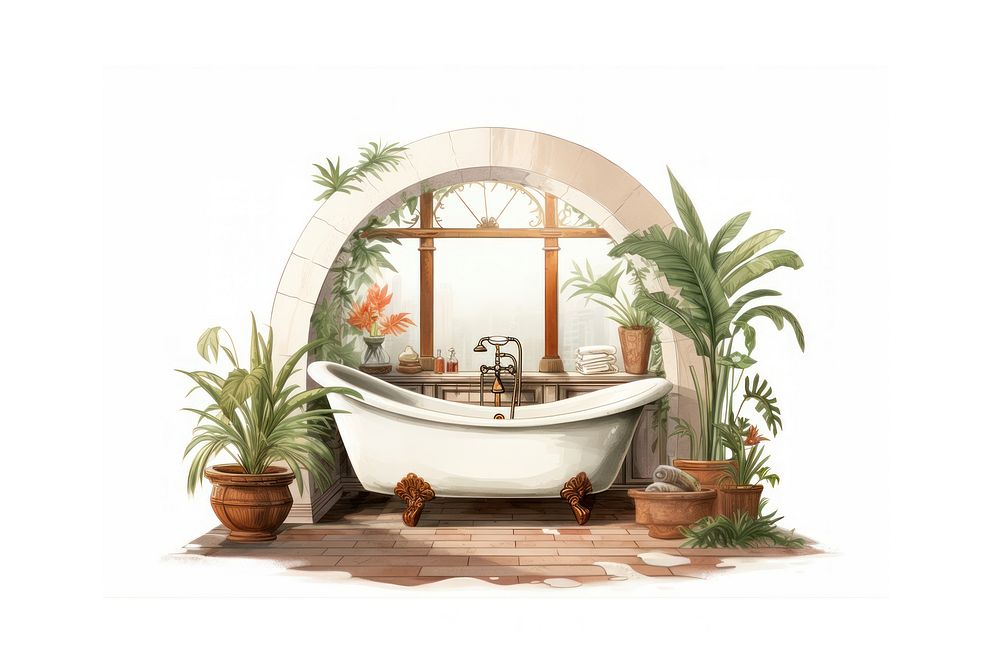 Bathroom bathtub plant houseplant. AI generated Image by rawpixel.