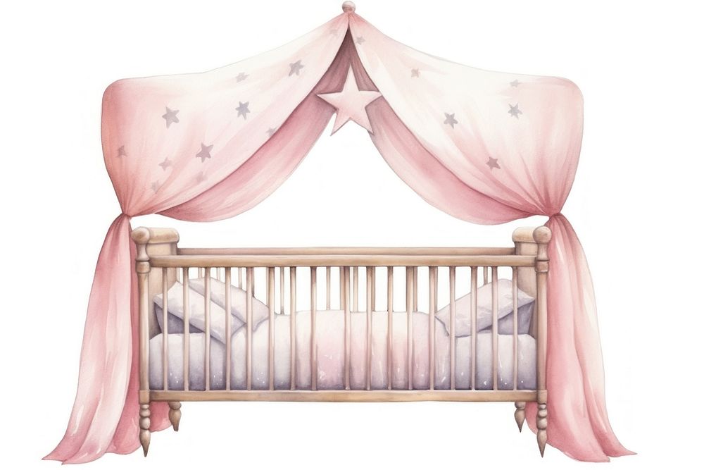 Crib furniture bed white background. AI generated Image by rawpixel.