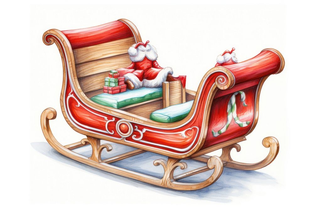 Santa sled furniture paper red. AI generated Image by rawpixel.