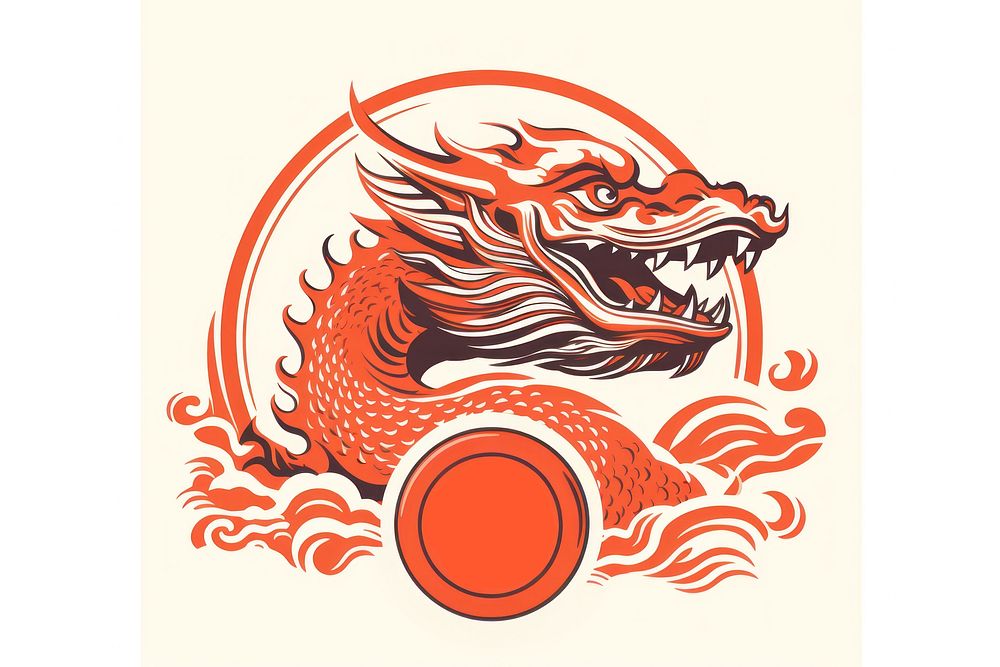 Chinese dragon face circle red chinese new year. AI generated Image by rawpixel.