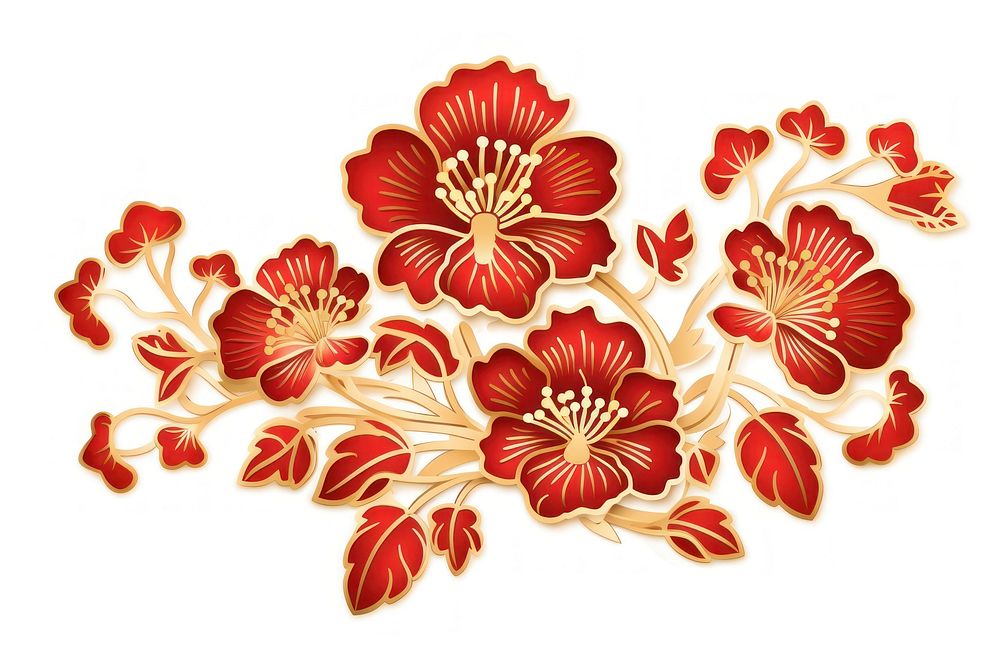 Chinese floral hibiscus pattern flower. AI generated Image by rawpixel.