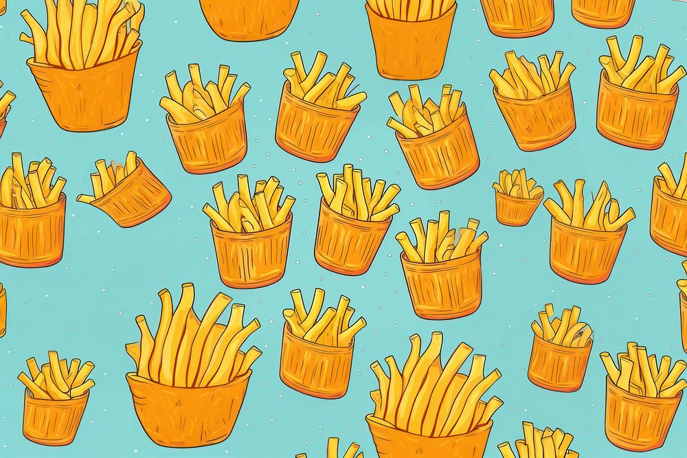 Fries backgrounds pattern food. AI generated Image by rawpixel.
