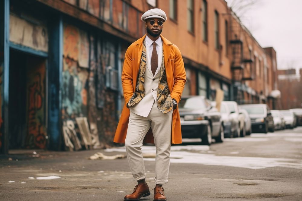 African american man standing fashion street. AI generated Image by rawpixel.