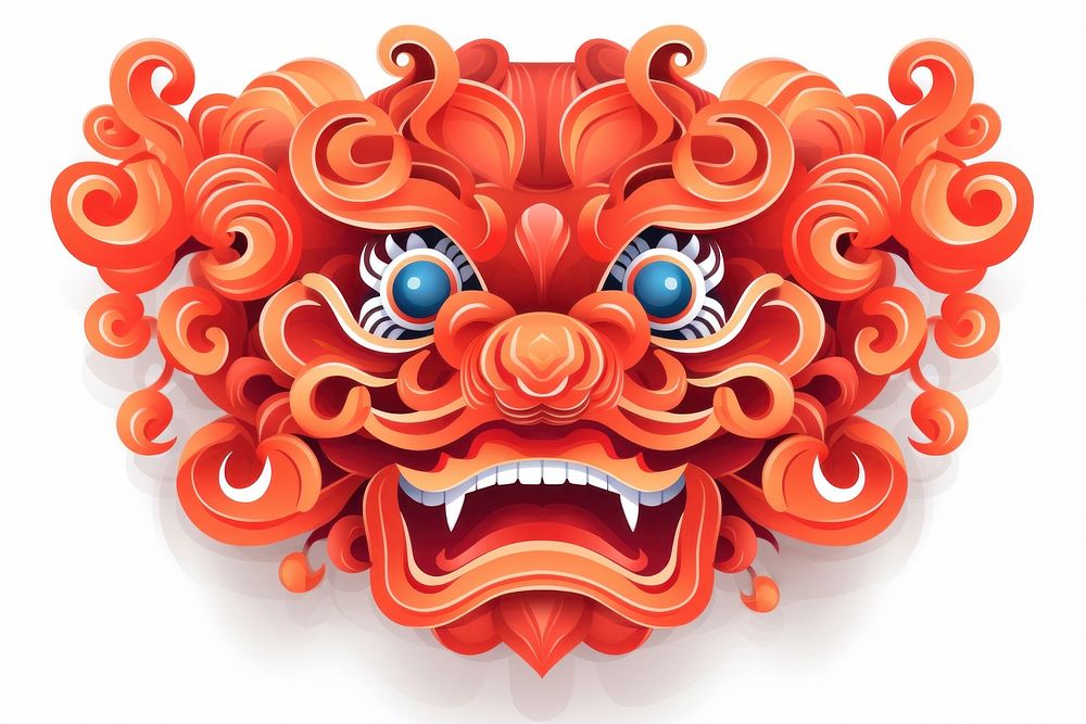 Chinese lion face art chinese new year representation. AI generated Image by rawpixel.