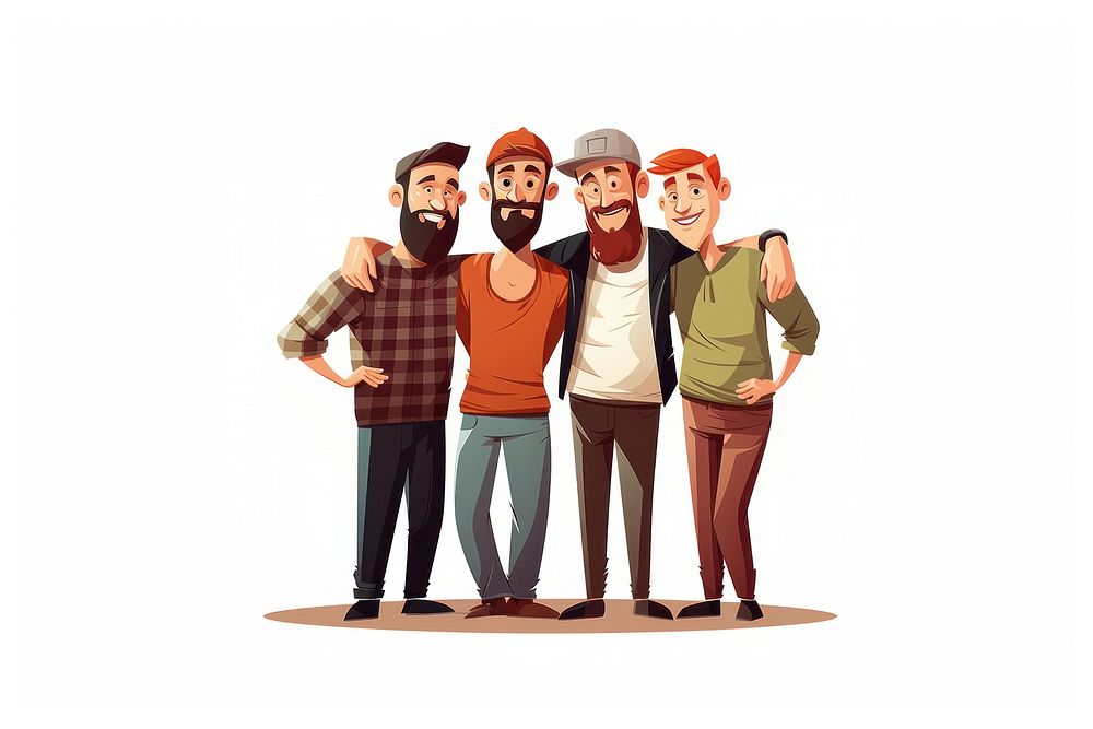 Men Friends adult white background togetherness. AI generated Image by rawpixel.