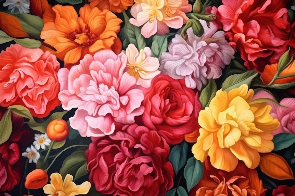 Flower painting backgrounds pattern. 