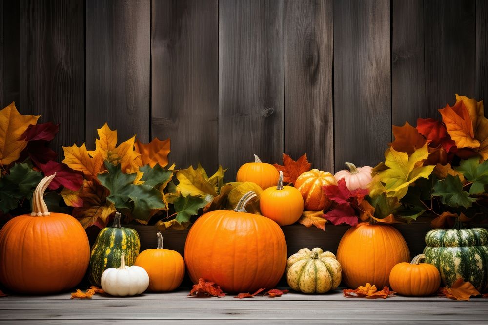 Display of pumpkins vegetable leaves squash. AI generated Image by rawpixel.