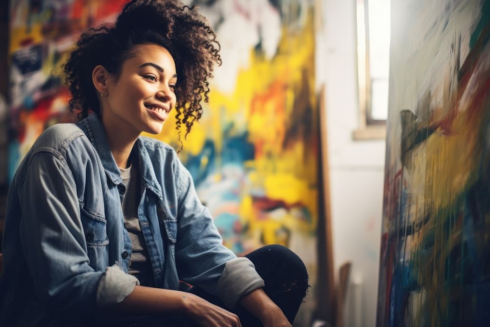 African American woman painting adult art. AI generated Image by rawpixel.