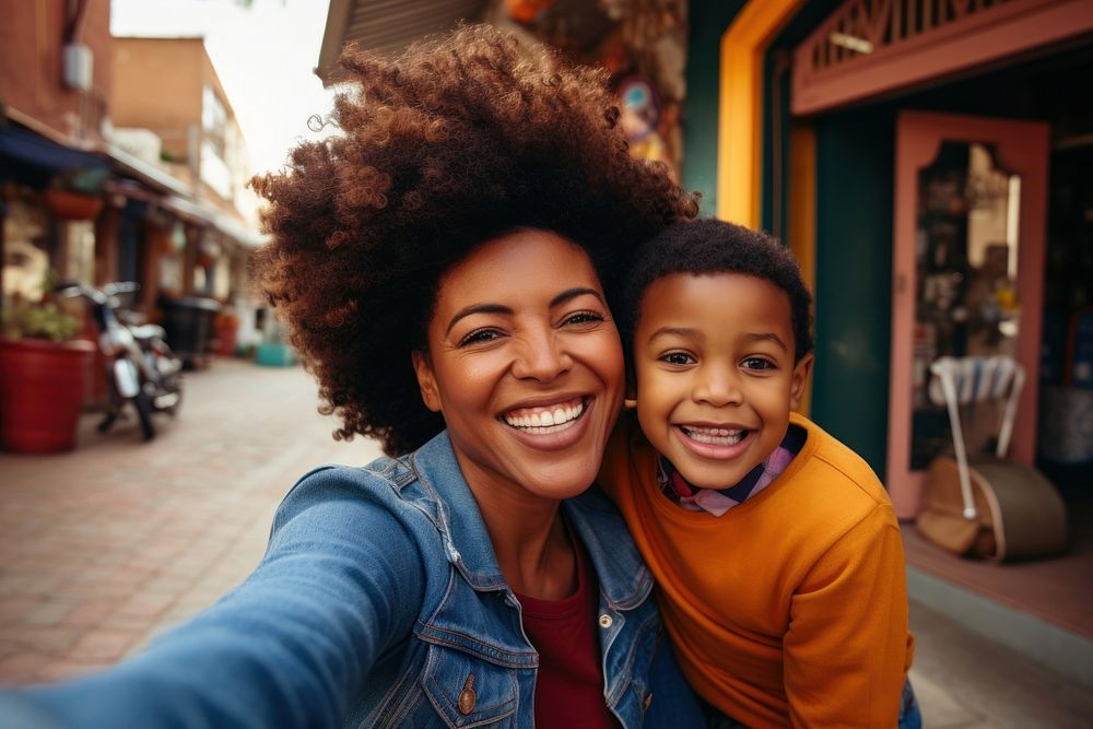 African American woman selfie laughing portrait. AI generated Image by rawpixel.