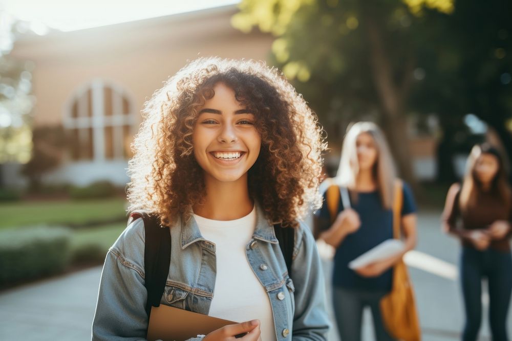 High school student smiling adult smile togetherness. AI generated Image by rawpixel.