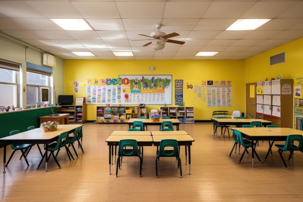 Kindergarten classroom kindergarten architecture furniture. AI generated Image by rawpixel.