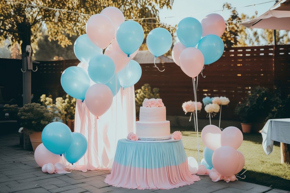 Gender reveal party wedding dessert balloon. AI generated Image by rawpixel.