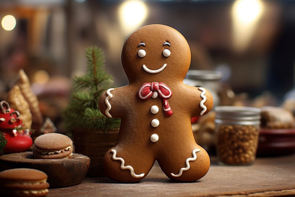 Gingerbread man cookie food anthropomorphic. AI generated Image by rawpixel.