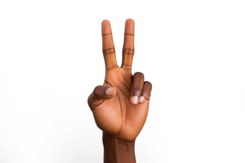 Number two hand sign finger adult white background. AI generated Image by rawpixel.