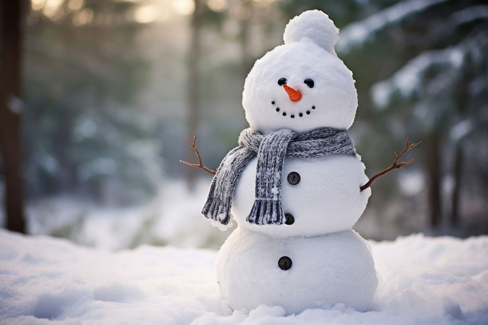 Snow man christmas outdoors snowman. AI generated Image by rawpixel.