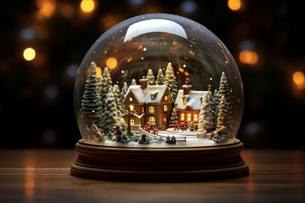 Snow globe christmas illuminated celebration. AI generated Image by rawpixel.