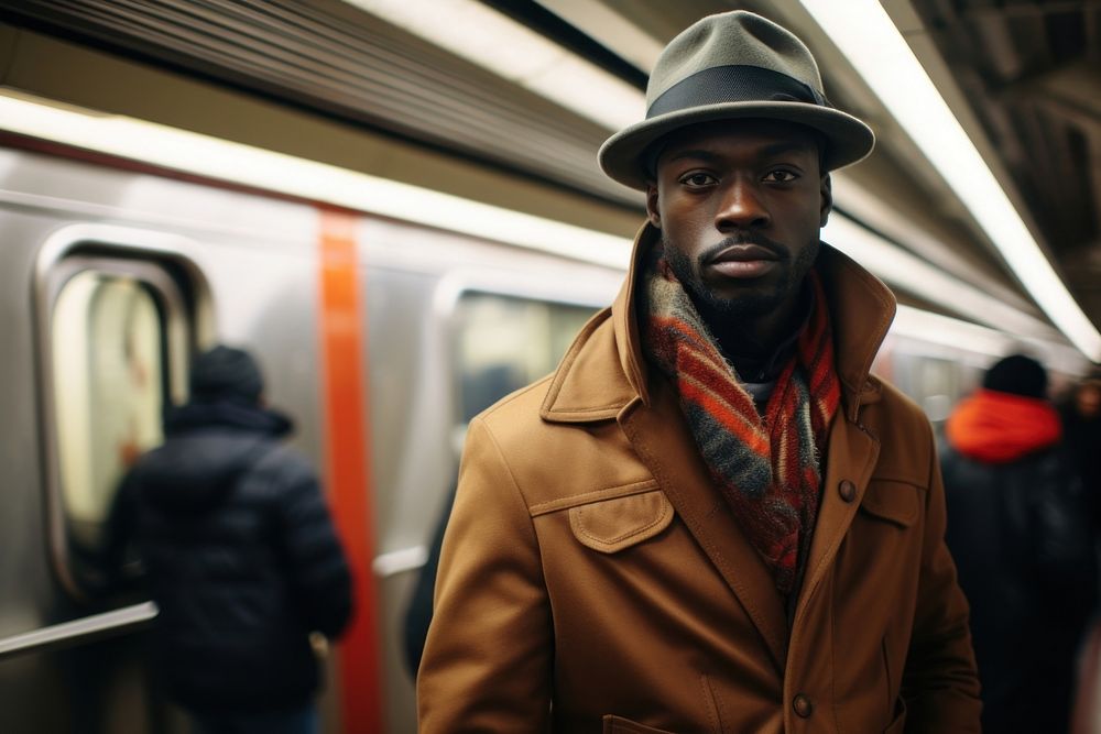 African american man portrait subway photography. AI generated Image by rawpixel.