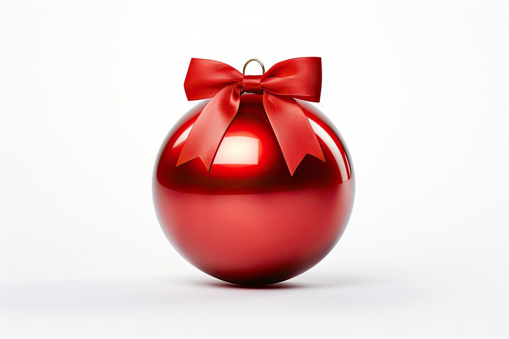 Red Christmas ball christmas ribbon bow. AI generated Image by rawpixel.