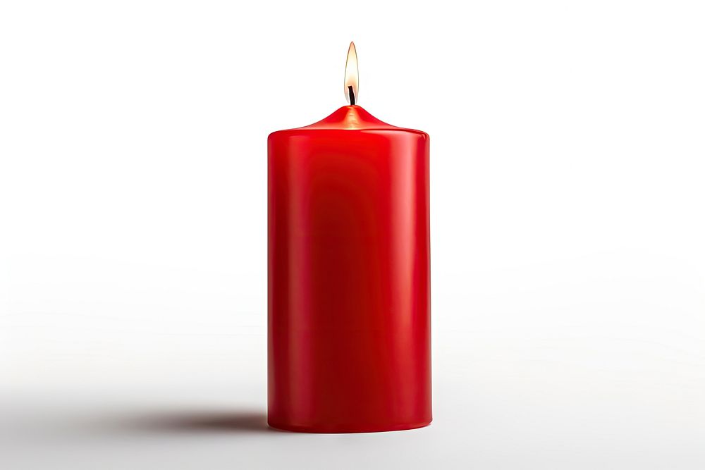 Red burning candle white background spirituality illuminated. AI generated Image by rawpixel.