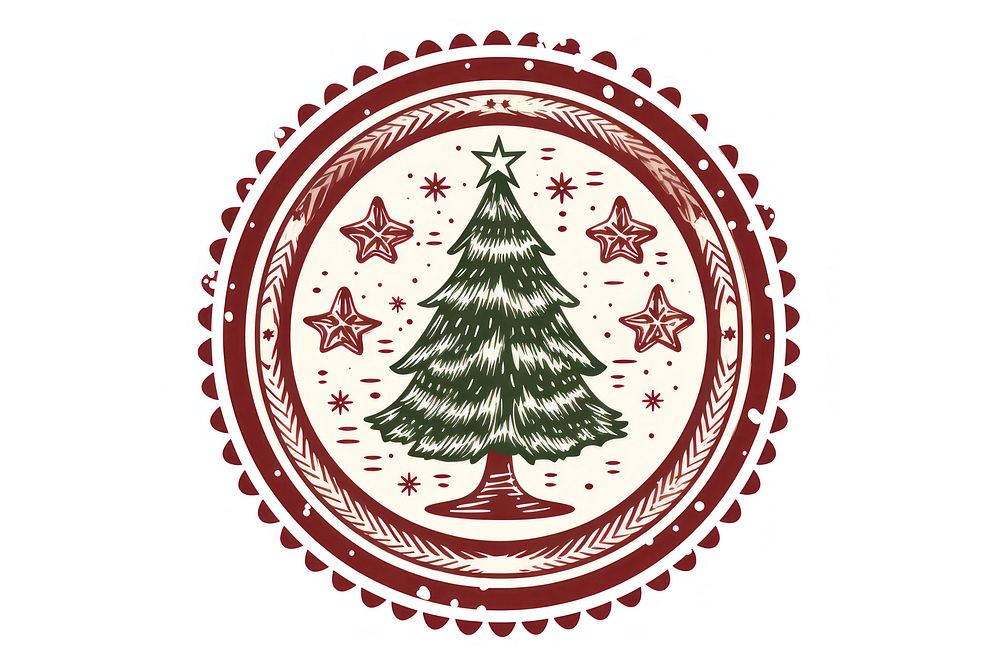Chirstmas stamp christmas pattern tree. AI generated Image by rawpixel.