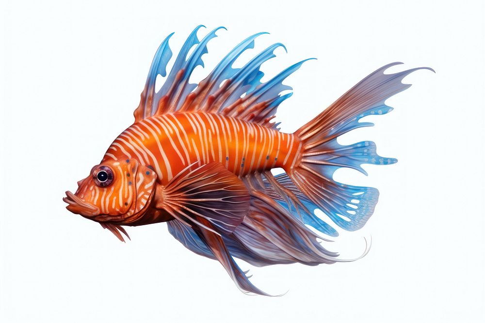 Sea animal goldfish white background pomacentridae. AI generated Image by rawpixel.