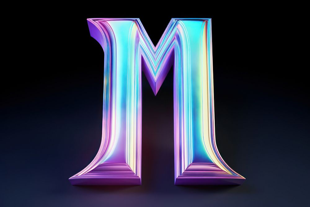 PNG Alphabet M shape iridescent purple number text. AI generated Image by rawpixel.
