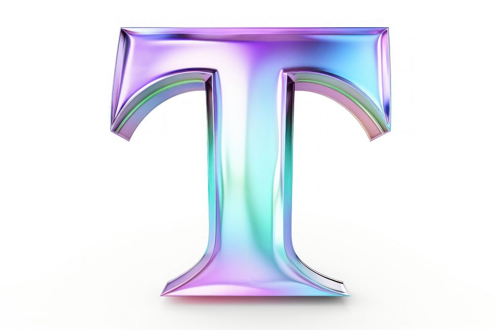 PNG Alphabet T shape iridescent text white background weaponry. AI generated Image by rawpixel.
