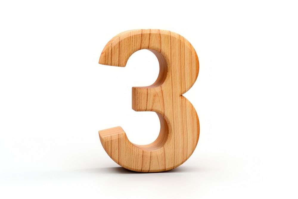 PNG Alphabet number 3 shape wood white background simplicity. AI generated Image by rawpixel.