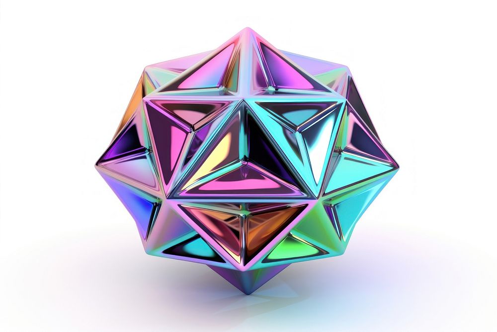 Polyhedra origami sphere white background. AI generated Image by rawpixel.